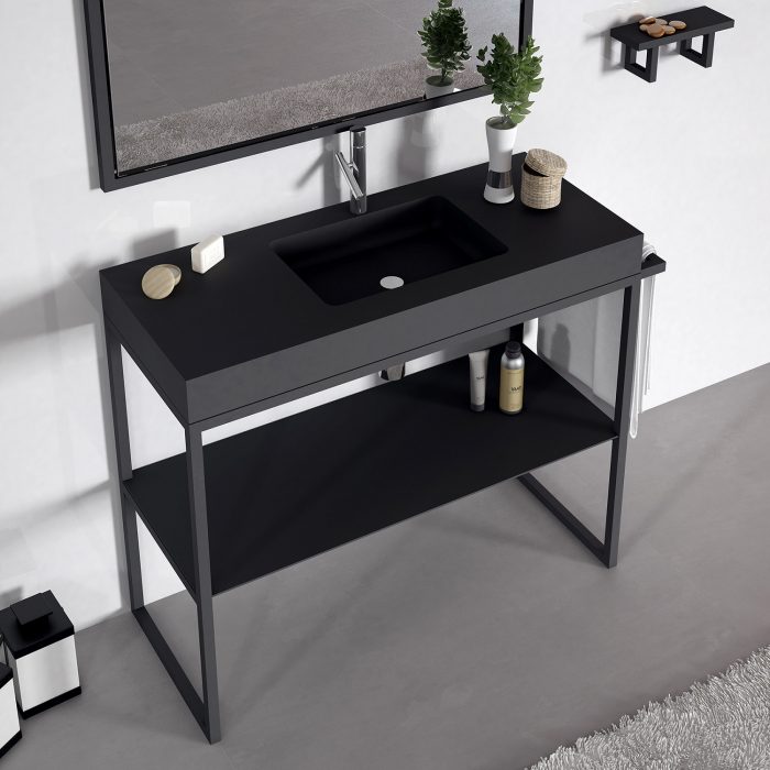 Mueble metálico LUPE fabricado en aluminio color negro mate.